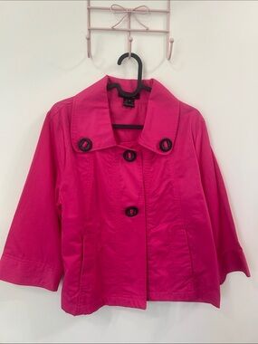 Women's Pink Cropped Trench Jacket 3/4 Sleeve